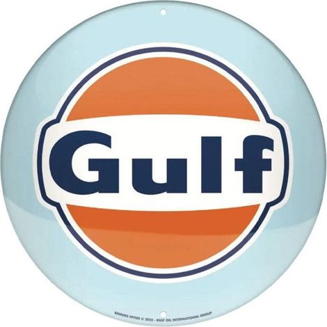 Plaque - Enseigne publicitaire - Vintage - Gulf - Design rétro - 35cm diamètre (1/3)