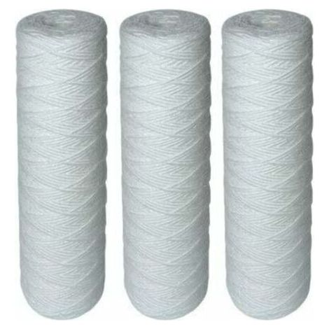 Lot de 3 Cartouches Filtrantes Bobinées pour Filtre à Eau – Filtration des Sédiments jusqu’à 25 microns – Format Standard Universel 10" pouces – Durée : 1 an