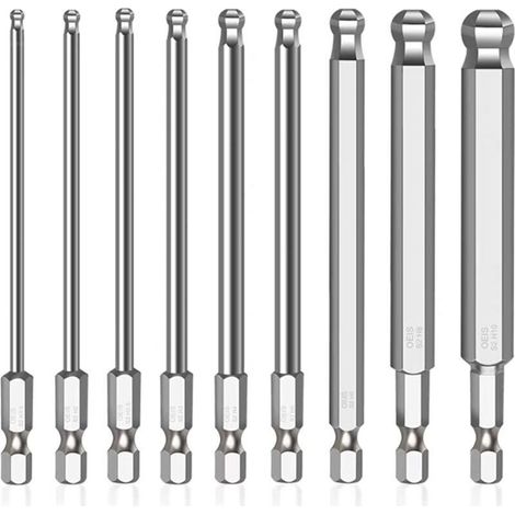 9-teiliges 1/4-Zoll-Sechskant-Magnetschraubendreher-Bit-Set (Größen: H1,5/2/2,5/3/4/5/6/8/10 mm), 100 mm langer Magnetschraubendreher-Bit für Handschraubendreher