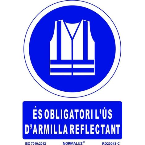 Señal de obligación en Catalán "És Obligatori L´Ús D´Armilla Reflectant" SEKURECO (1/4)