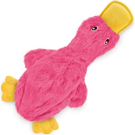Jouet à mâcher interactif pour chien avec couineur et bruit de froissement, pour chiens de petite, moyenne et grande race, motif canard, rose