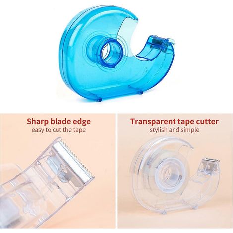 Découpe-ruban adhésif de bureau transparent, distributeur de ruban adhésif pratique en plastique, portable et léger. (1/4)