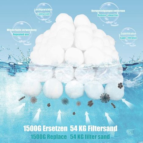 Boules filtrantes, pour piscine, adaptées à divers systèmes de filtration, filtre à sable（800g） (1/4)