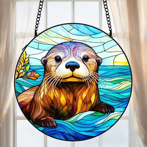 Vitrail animal attrape-soleil 16 cm décoration fenêtre suspension raffinée cadeau grand-mère (1/5)