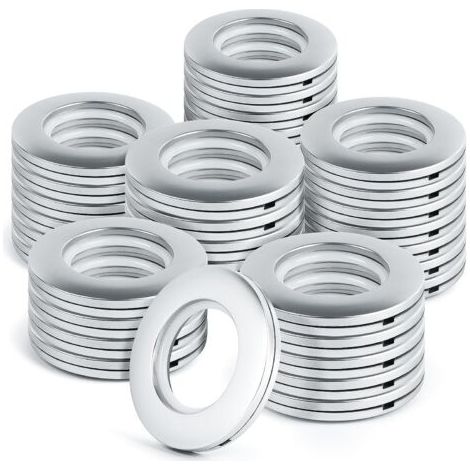 BUNTHAUS Anneaux Rideaux 40mm Plastique avec Œillets 32 Pièces Argenté pour Tringle Ronde/Rideau Fenêtre/Salle de Bain/Bricolage (1/5)