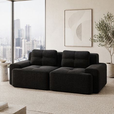 Modulares Sofa mit Tiefsitz Cord Schwarz Wohnzimmer OKMYHOME (1/5)