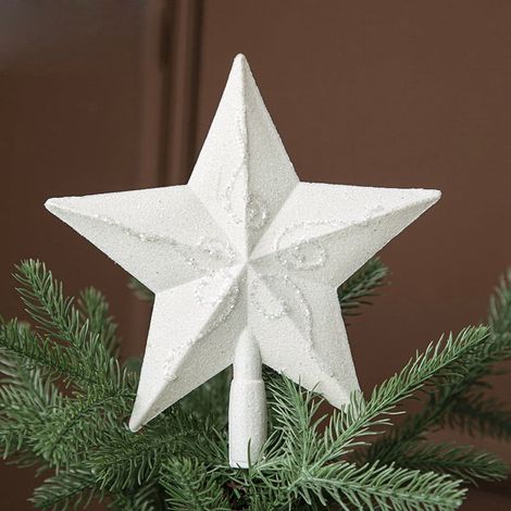Étoile Pour Sommet De Sapin - 20 Cm - Blanc - Décoration De Noël Résistante Aux Chocs - 1 Pièce (1/3)