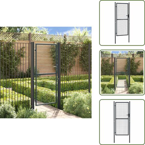 Cancello in acciaio - vidaXL Cancello da Giardino in Rete di Acciaio Zincato 100x200 cm Grigio - Cancello per giardino