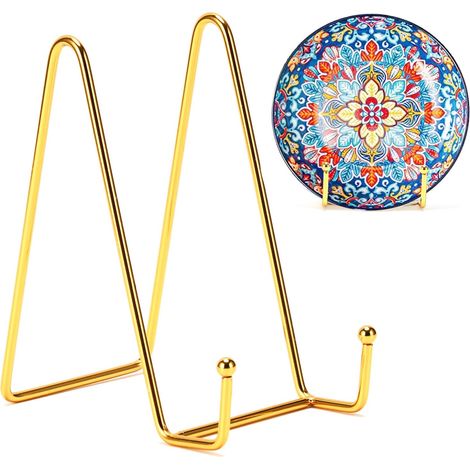 Présentoir décoratif - Présentoir - Porte-assiettes - Présentoir - Support pour cadre photo - Métal - Or (1/5)