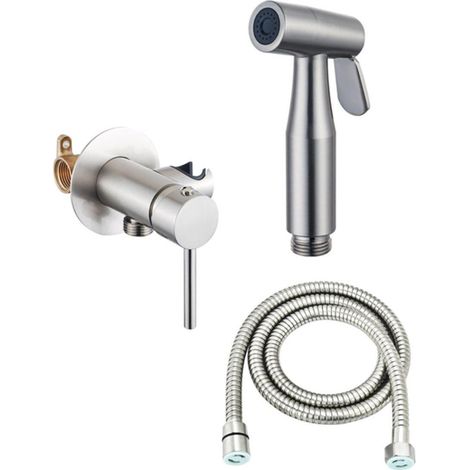 FugaFlow Eccelente Robinet mélangeur pour bidet - avec support de douchette - acier inoxydable brossé (1/5)
