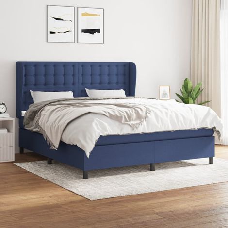 Lit adulte Contemporain Lit à sommier tapissier avec matelas Bleu 160x200 cm Tissu 23240 (1/5)