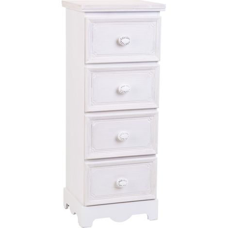 Cajonera de madera 4 cajones blanco 31x26x80h cm (1/5)
