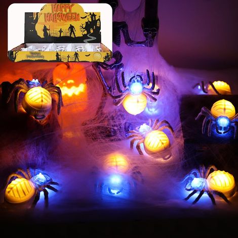 12 Pièces Araignée Lumineuse Halloween Decoration Interieur Exterieur,Araignee Lanterne Déco Halloween Extérieur Alimenté Batterie,Araignée Bougie Chauffe Plat LED Deco Table Jardin (1/5)