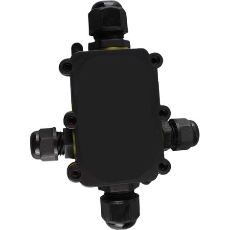 Boîte de jonction étanche IP68 en plastique pour lampadaires LED, boîte étanche compatible avec l'enrobage, boîte de jonction de câble noire M686 (quatre voies). (1/5)
