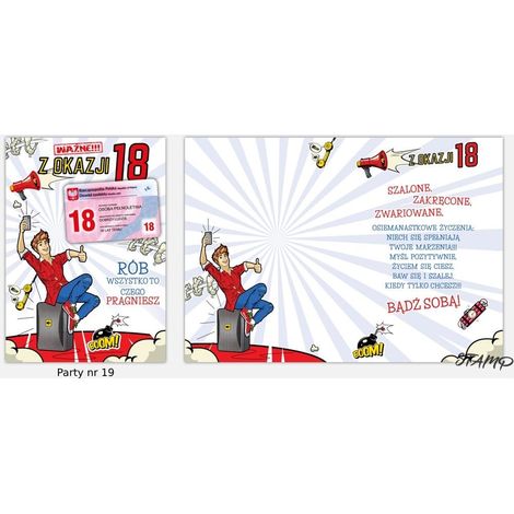 Tarjeta de fiesta con pegatinas B6 + sobre Cumpleaños 18 modelo 19