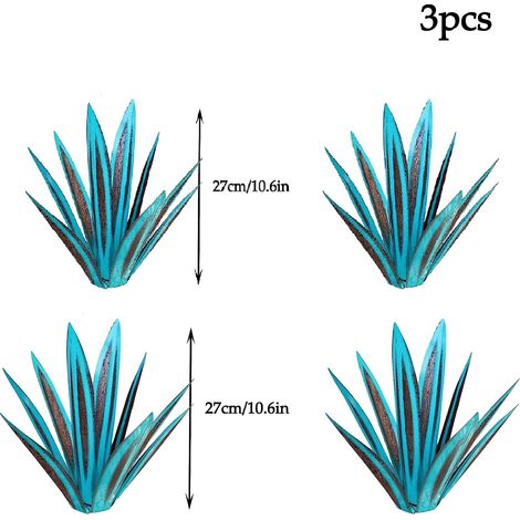 4pcs Rustic Tequila Metal Yard Art Sculpture,Garden Figurines,Lawn Ornaments,Garden Stakes,Metal Agave Plants for Outdoor Yard (Beach Color) (1/5)