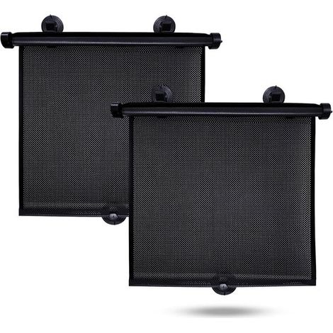 Parasole per seggiolini auto per bambini, nero, set da 2 pezzi con ventose (1/5)