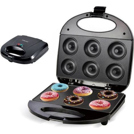 750W Machine à Beignets Électrique, Appareil à Donuts pour, Revêtement Antiadhésif, Facile à Nettoyer,Thermostat Automatique (1/4)