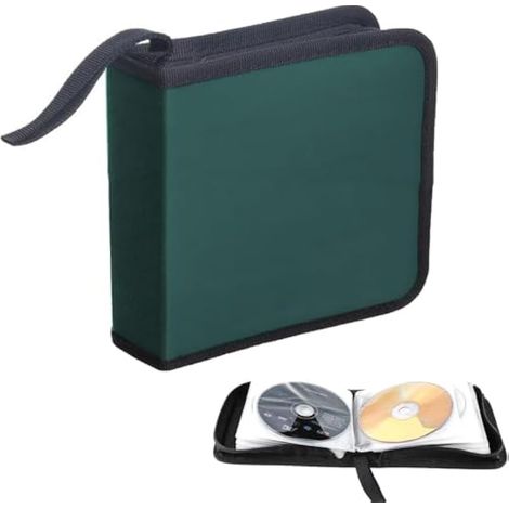 Sacoche CD, Sac de Rangement pour 40 disques, disques CD DVD, Sac de Rangement CD pour Voiture et Maison, Vert (1/4)