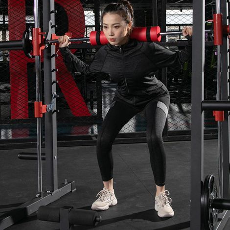 Tapis de barre d'haltères - Soulagement de la pression, confortable, mousse épaisse, soutien des épaules, tapis de squat, pour salle de sport et domicile, rouge (1/5)
