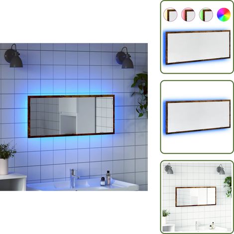 vidaXL LED-Badspiegel Räuchereiche 100x8,5x37 cm Holzwerkstoff