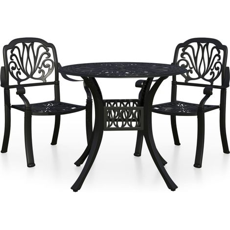 Conjunto de jardín bistro muebles de exterior terraza 3 piezas aluminio fundido negro 020013512 (1/5)