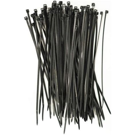 100 pièces d'attaches de câble professionnelles 100 x 2,5 mm Poignée d'attache de câble couleur noire, résistante à la température (1/4)