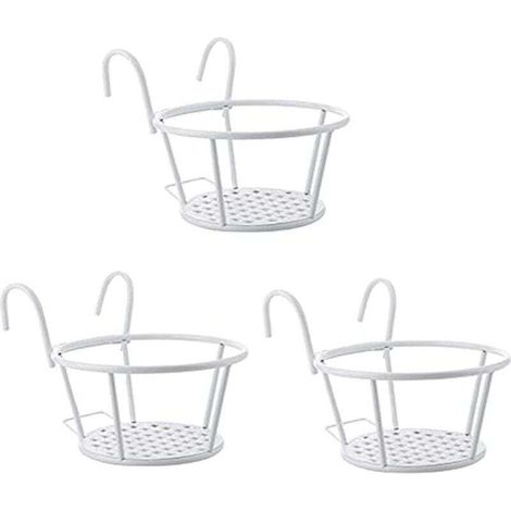 Lot de 3 supports de pots de fleurs en métal - Étagère à fleurs à suspendre avec crochets pour pots de fleurs - Rampe suspendue - Pour jardin, balcon, clôture, intérieur et extérieur