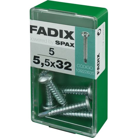 Caja de 5 unidades de tornillo de rosca chapa con cabeza redonda autotaladrante 5,5x32mm Fadix (1/2)