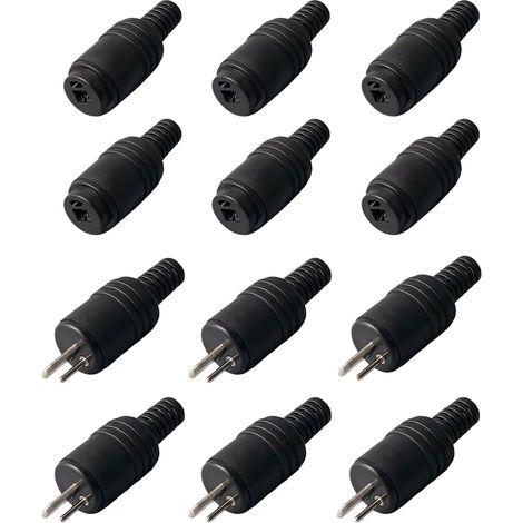 Lot de 12 connecteurs DIN 2 broches pour haut parleurs avec bornes à vis, 6 paires de fiches audio mâles et femelles (1/5)