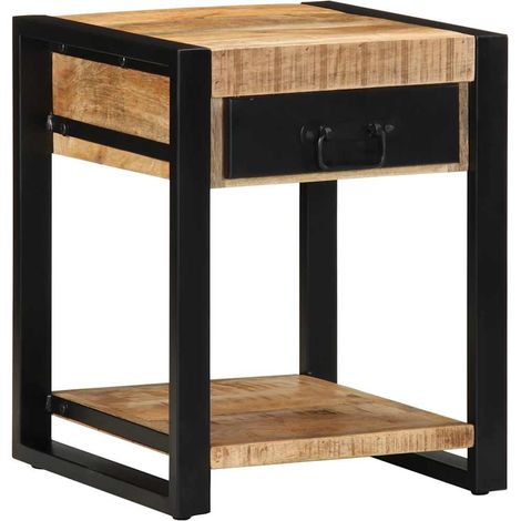 Mesa auxiliar madera maciza de mango rugosa 40x40x50 cm vidaXL (1/5)