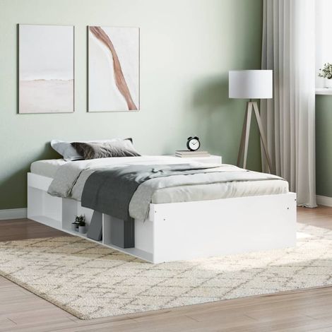 Lit simple,Lit adulte,Cadre de lit blanc 100x200 cm801578 CFW537994 (1/5)