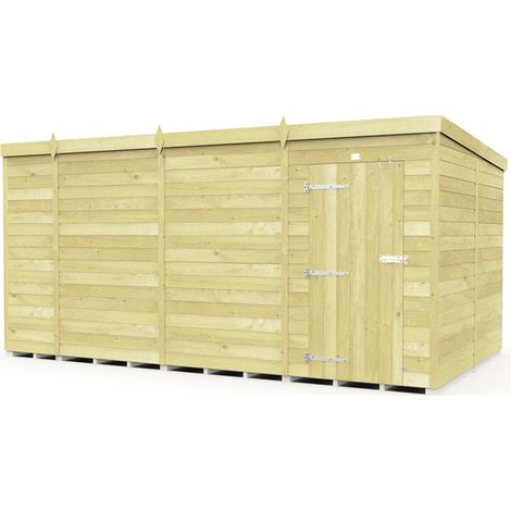 14 x 8 Feet Pent Shed - Single Door Without Windows - Wood - L231 x W417 x H201 cm