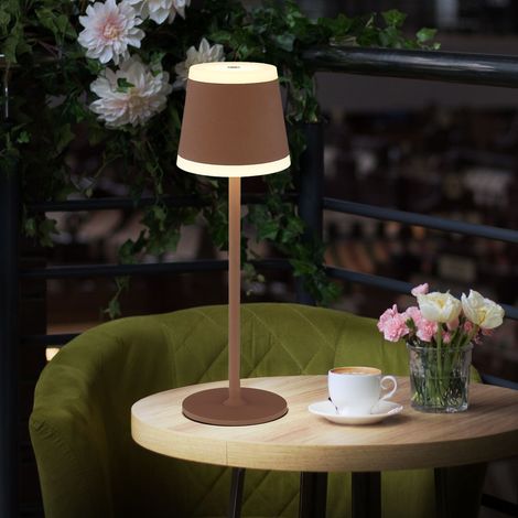 Lampe de table d'extérieur lampe de table LED blanche variateur tactile batterie rechargeable lampe de jardin dimmable USB, rouille, métal acrylique, 2x LED blanc chaud, DxH 11x38,5 cm (1/5)