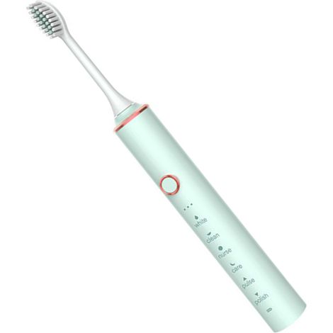Brosse à dents électrique à poils souples, rechargeable par USB, sonique, haute efficacité, pour femmes et hommes, verte (1/2)