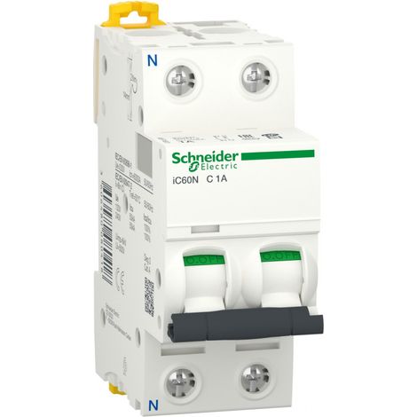 Interrupteur automatique ACTI9 1P-N 1A C avec protection IP20 et capacité de 6 kA. (1/2)