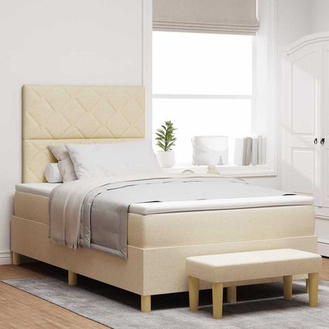 vidaXL Lit à ressorts avec tête de lit Crème 190 x 120 cm tissu (1/5)