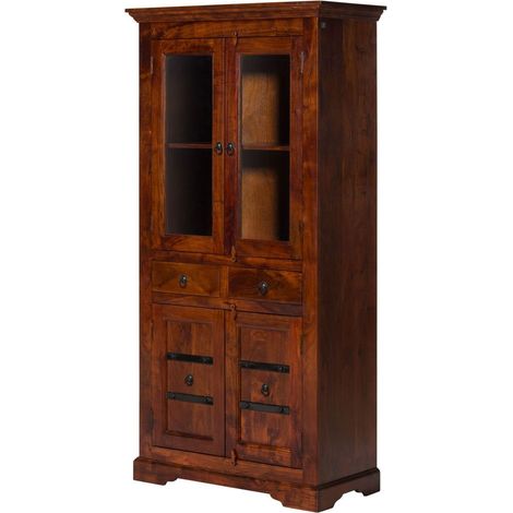 Vitrine 90x44 Acacia laqué Nougat OXFORD 1011 (1/4)