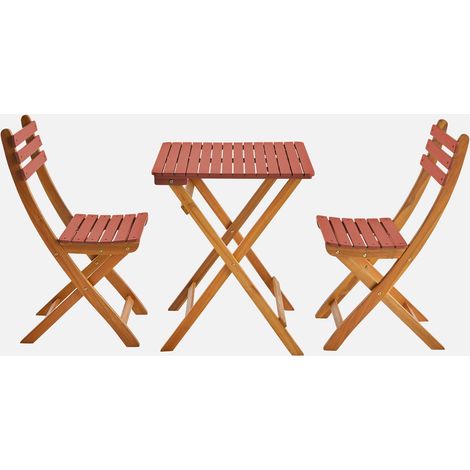 Set tavolo da giardino pieghevole in legno di acacia con 2 sedie (1/5)