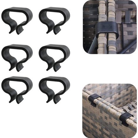 Pinces de fixation de meubles lot de 6 - clips antidérapants renforcés pour chaises et canapés, noir, 5 x 6,2 cm (1/5)