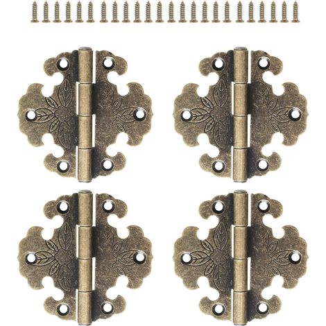 CCYKXA 4 Stück Antike Scharniere - Dekoratives Scharnier - Mini-Retro-Scharnier - Türscharnier - Vintage-Bronze-Scharniere, Zum Dekorieren von Schränken, Holztüren, Bücherregalen