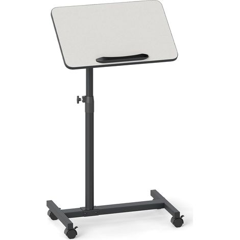 COSTWAY Tavolino Servitore con Altezza Regolabile, Ruote Bloccabili, Piano Girevole a 360° e Inclinabile con Fermo Bordo, Tavolino a Forma di C per Soggiorno, Camera da Letto e Studio (Grigio) (1/5)
