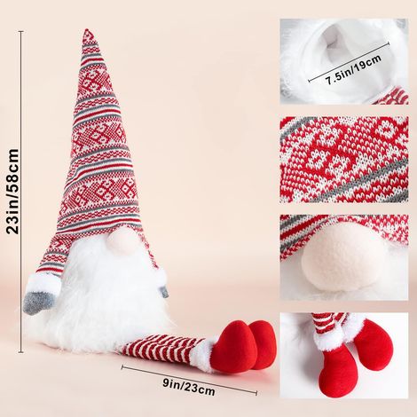 Pointe de Sapin Noël Étoile avec Chapeau Haut et Pieds pour Table cheminée décoration 22 cm Rouge (1/4)