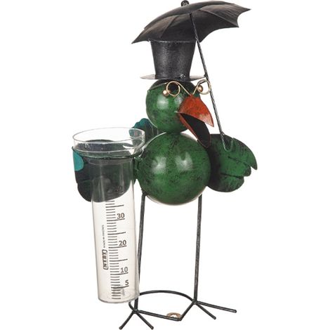 Filiyano-Pluviomètre oiseau en tôle martelée 35 cm - décoration de jardin verte (1/4)