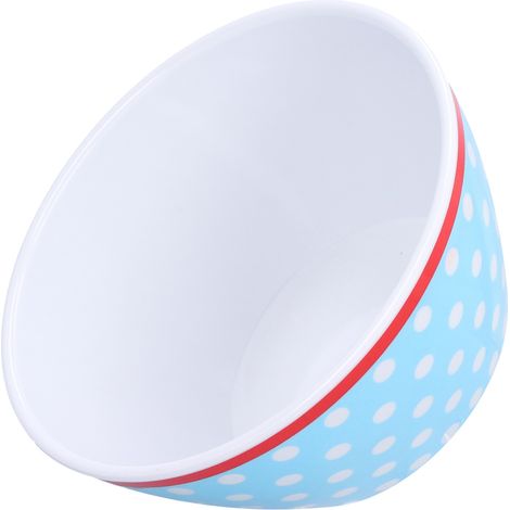 Bol à salade épais de 500 ml pour gâteaux, desserts, fruits et autres gourmandises, idéal pour la décoration de table et la pâtisserie. Motif à pois bleu clair. (1/5)