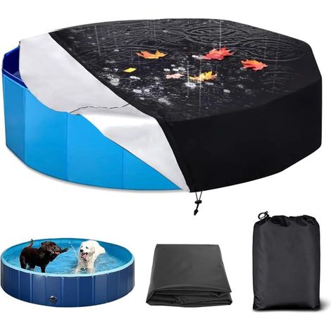 Couverture de Piscine pour Chien avec Cordon 160 x 30 cm, Comprend Un Sac  Bache Piscine Ronde, Comprend un Sac, Imperméable à l'eau et à la Poussière, Pliables, pour Chien et Piscine pour Enfants (1/5)