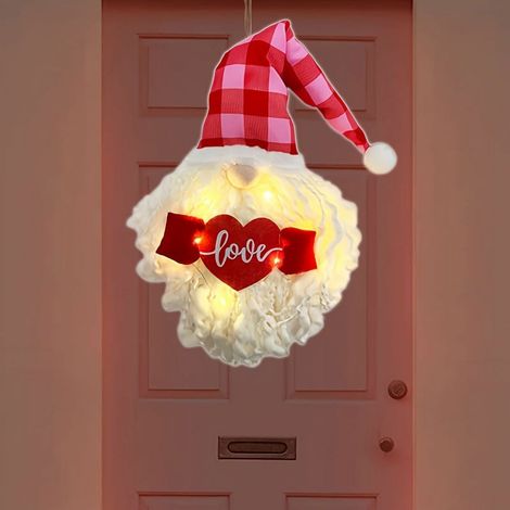 Gnome De Décoration - Avec Lumières Led - Pour Porte D'Entrée Fenêtre Mur Couloir - Occasion Saint-Valentin - 2 Piles AA Non Incluses (1/5)