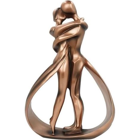 Statue,Embrasser Amant Statue Câlin Couple Sculpture Art Figure Abstraite Moderne Décoration Fait Main Cadeau De Mariage Souvenir (1/4)