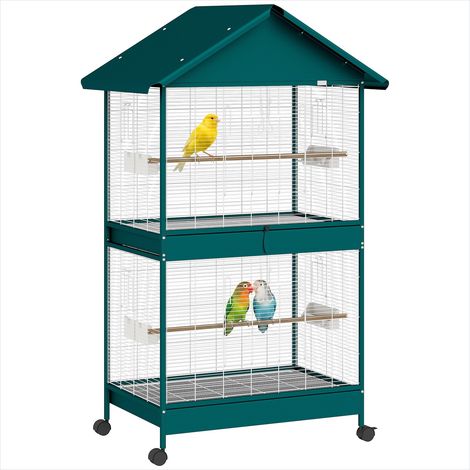 Cage pour oiseaux Cage à oiseaux spacieuse avec roulettes (1/5)