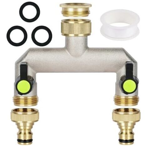 Adaptateur de robinet 2 voies, répartiteur de tuyau pour collecteur de robinet en laiton 3/4\